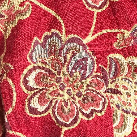 Stonebridge Size Small Floral Tapestry Trucker Style Jacket-Cinnamon Red - Picture 13 of 15
